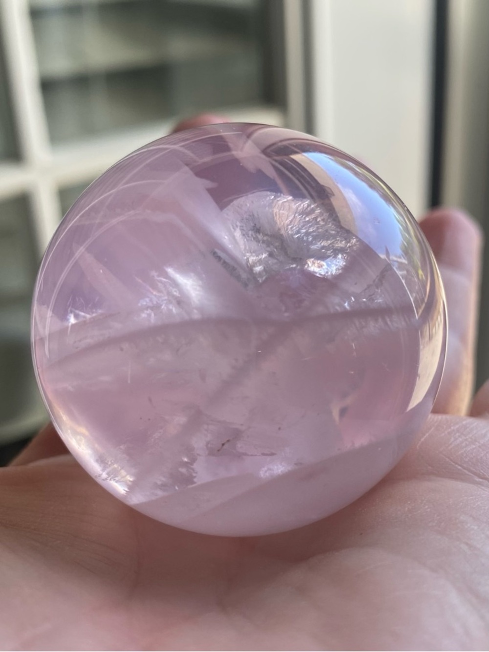 Rose Quartz Crystal Sphere with Starflash - Picture 9 of 12